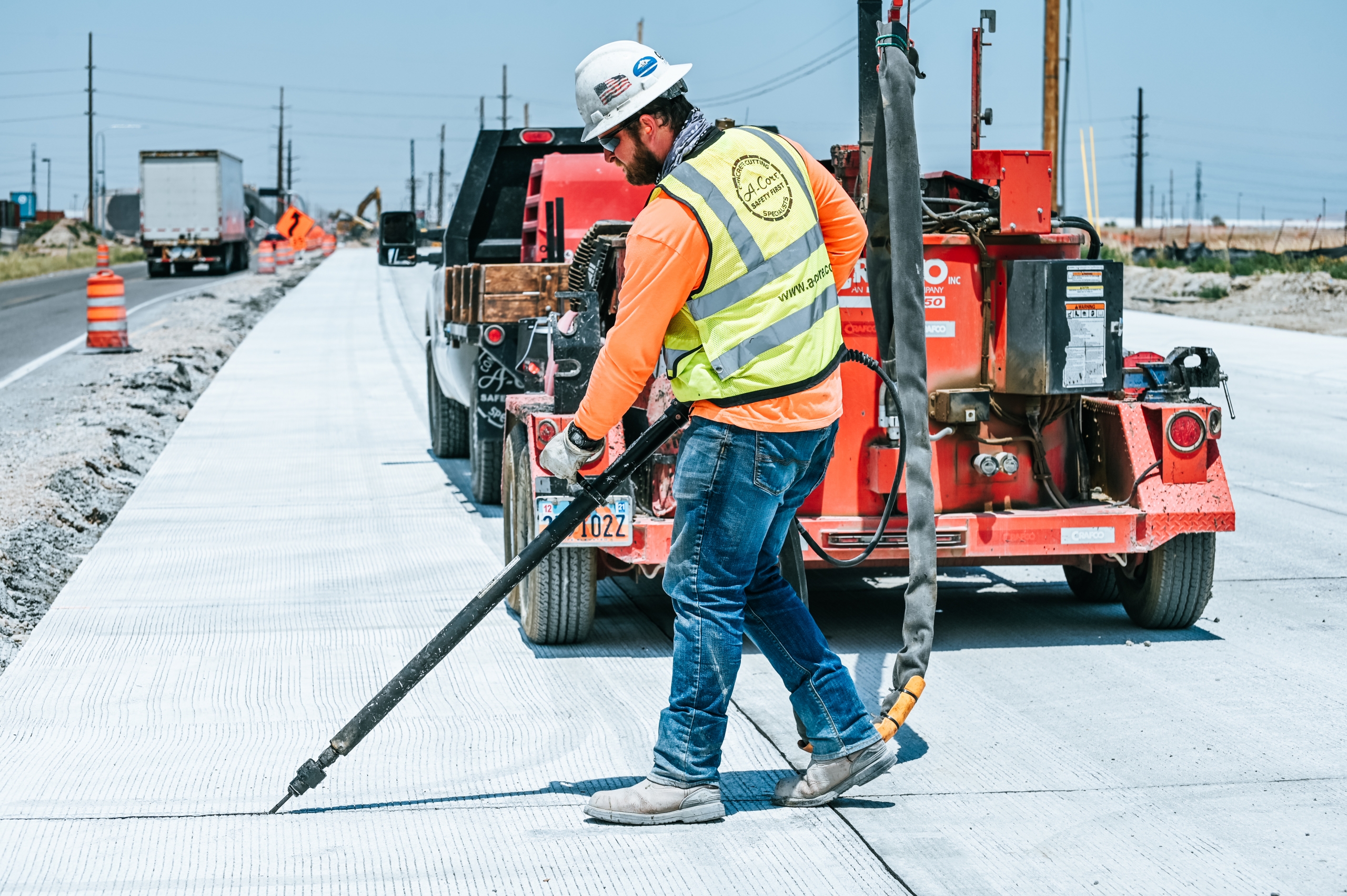 concrete specialist working on the highway