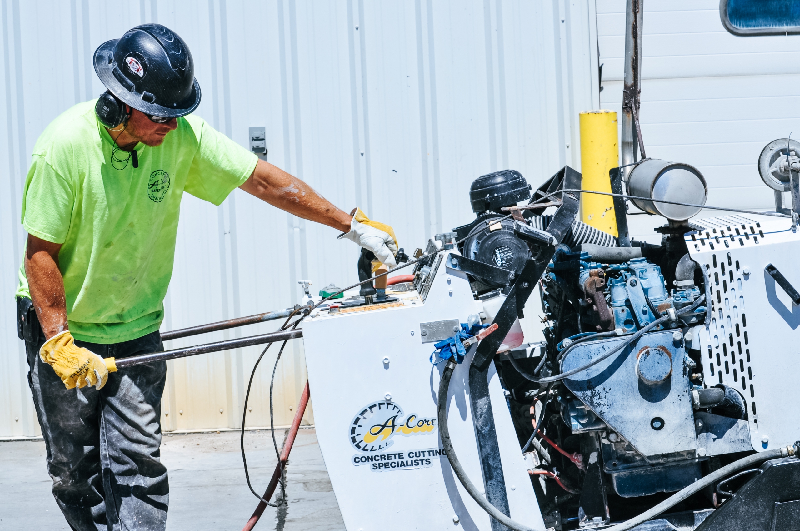 concrete specialist working with machinery