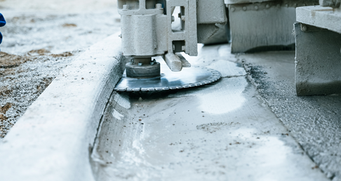 cutting the concrete curb